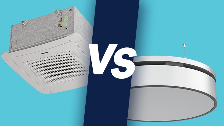 Vergelijking plafondcassette en plafondapparaat